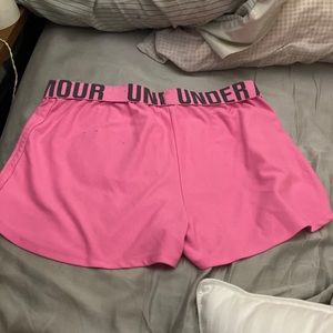 Under Armour hot pink shorts drawstring tie/ elastic waist